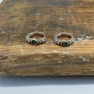 Emerald Diamond Huggie Earrings